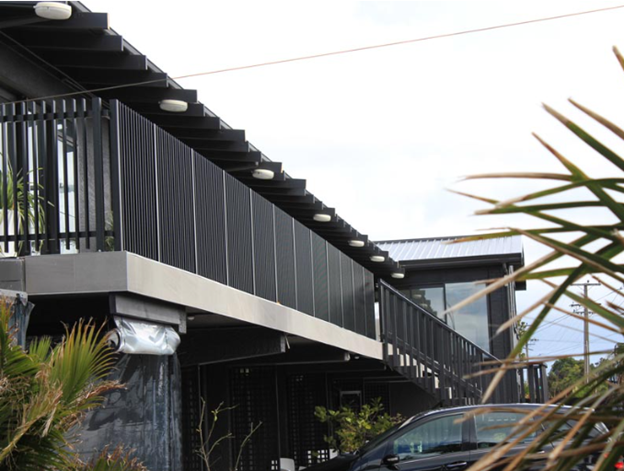 Modern balcony featuring aluminium fin balustrade design